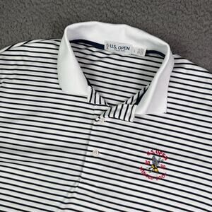 US Open Collection 2020 Winged Foot Golf Polo Shirt Mens L White Blue Striped